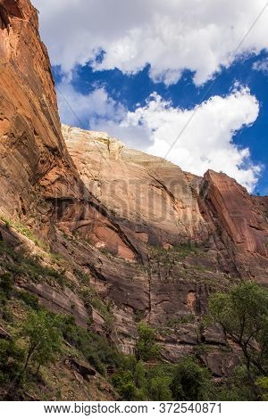 Amazing Landscape Three Patriarchs Zion National Park Blue Sky