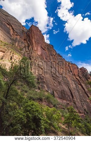 Amazing Landscape Three Patriarchs Zion National Park Blue Sky