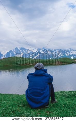 Mountain Lakes Of Koruldi. Caucasian Mountains. The Peaks Of The Snowy Mountains Are Reflected In Th