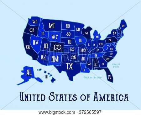 Usa State Map Vector Illustrastion On Light Blue Background