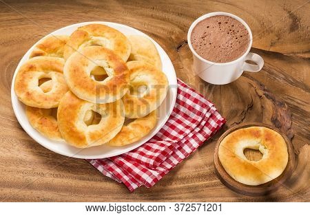 Pandequeso Traditional Colombian Food - Hot Drink Chocolate