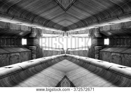 Structure Of Public Building Similar To Futuristic Terminal Of Spaceship Station Interior. Modern In