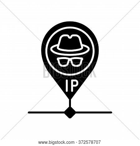 Hidden Ip Address Black Glyph Icon. Online Privacy And Anonymity, Internet Security Silhouette Symbo