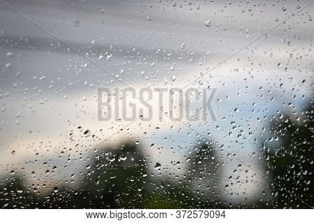 Rainy Day Through Window. Rain On Window. Raindrops On Window Glass. Rain. Rainy Day. Raindrops. Rai