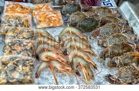 Shrimp On A Stick, Thai Food On The Street Market
