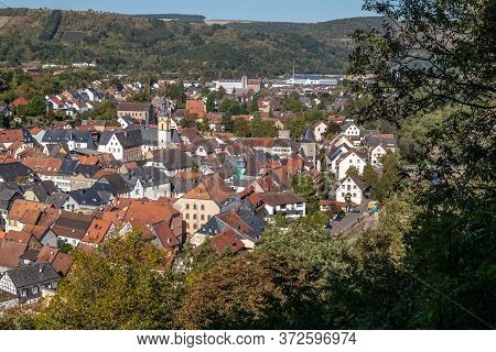 High Angle View From Lookout Point Juche On The City Meisenheim, Germany