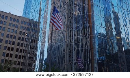 Modern Office Buidling And Falg Of The United States At Oklahoma City - Oklahoma City-oklahoma - Oct
