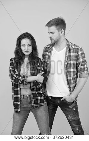 Trendsetters. Youth Lead Way In Fashion Ideas. Hipster Couple Students. Fashionable Students Couple 