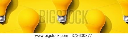 Yellow Light Bulb Pattern With Shadow - Flat Lay