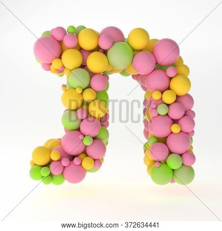 3d Letters Of The Hebrew Alphabet From Small Colorful Pink, Yelloow And Green Balls On White Backgro