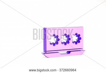Purple Laptop With Password Notification Icon Isolated On White Background. Security, Personal Acces