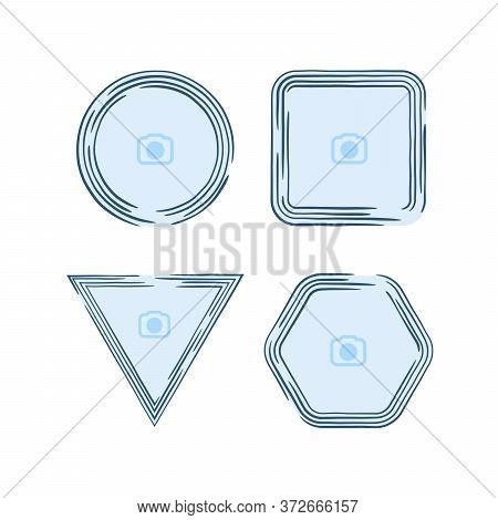 Geometric Picture Line Frames. Circle Square Trianfle And Pentagon Frame. Stock Vector Illustration 