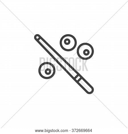 Billiard Game Line Icon. Linear Style Sign For Mobile Concept And Web Design. Billiard Cue And Ball 