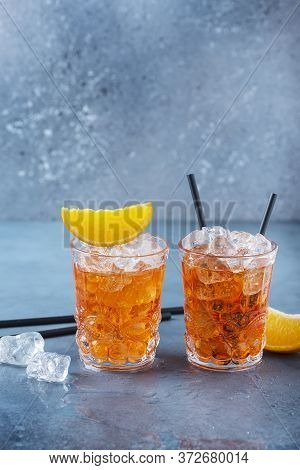 Two Glasses Of A Traitional Italian Cocktail