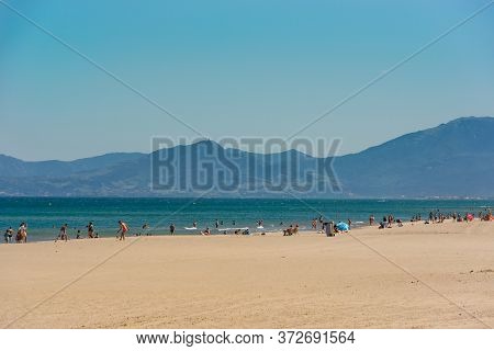 Canet En Roussillon, France: June 21, 2020: Sunny Day In The Tourist Town Of Canet En Roussillion In