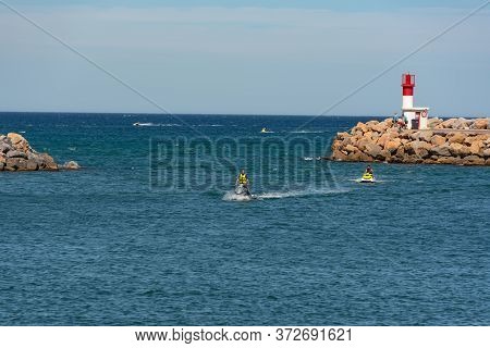 Canet En Roussillon, France: June 21, 2020: Sunny Day In The Tourist Town Of Canet En Roussillion In