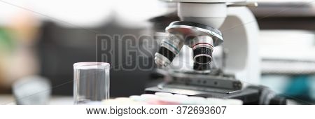 Chemical Laboratory There Is Microscope And Tubes. Incubation Period Infectious Diseases. Empty Test