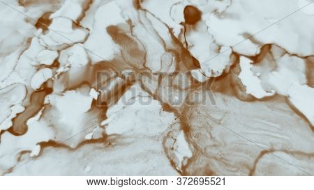 Magic Alcohol Ink Art.  Chinese Ink Painting. Creamy Brown Marble Stone Texture. Mokka Artistic  Mud