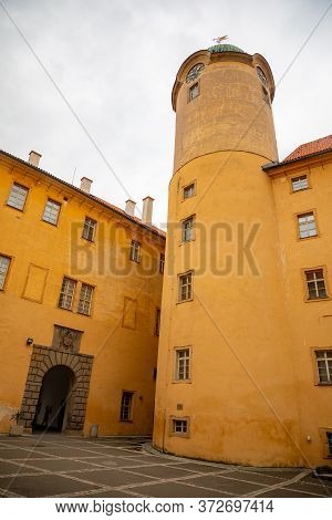 View Of Podebrady Castle From The Courtyard Side In Czech Republic