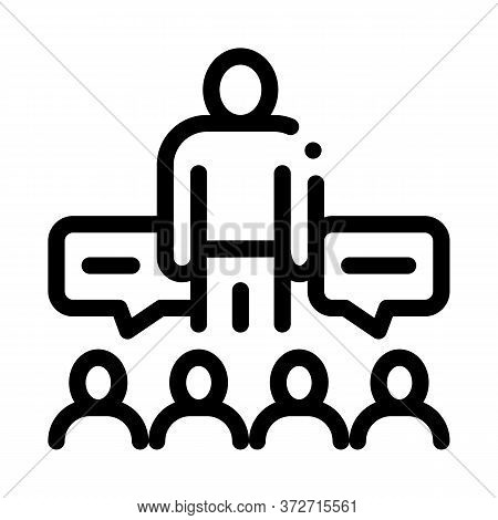 Lector Discuss With Audience Icon Vector. Lector Discuss With Audience Sign. Isolated Contour Symbol