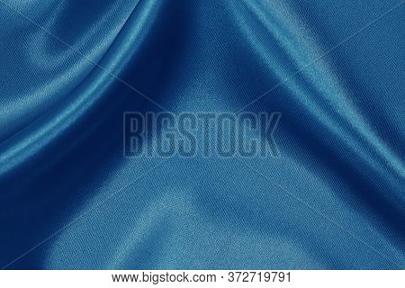 Dark Blue Fabric Cloth Texture For Background And Design Art Work, Beautiful Crumpled Pattern Of Sil