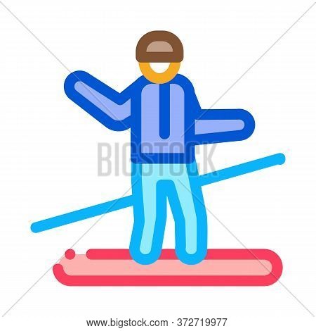 Snowboarder Slalom Icon Vector. Snowboarder Slalom Sign. Color Symbol Illustration