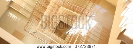 Staircase Multi-storey Building, Tiled Floor. Development Human Mind. Progress In Science And Techno