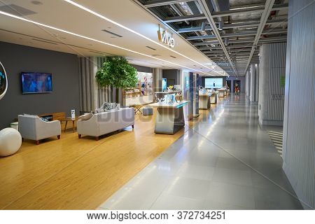 SHENZHEN, CHINA - CIRCA APRIL, 2019: interior shot of China International Consumer Electronics Exchange/Exhibition Center (CEEC) at UpperHill in Shenzhen.