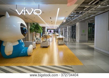 SHENZHEN, CHINA - CIRCA APRIL, 2019: interior shot of China International Consumer Electronics Exchange/Exhibition Center (CEEC) at UpperHill in Shenzhen.