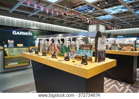 SHENZHEN, CHINA - CIRCA APRIL, 2019: interior shot of China International Consumer Electronics Exchange/Exhibition Center (CEEC) at UpperHill in Shenzhen.