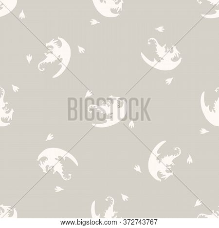 Seamless Background Dragon Reptile Gender Neutral Baby Pattern. Simple Whimsical Minimal Earthy 2 To