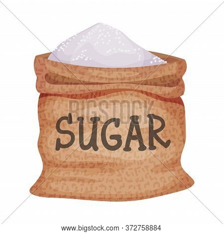 Sack Of Refined Sugar As Sweetener For Food And Drink Vector Illustration