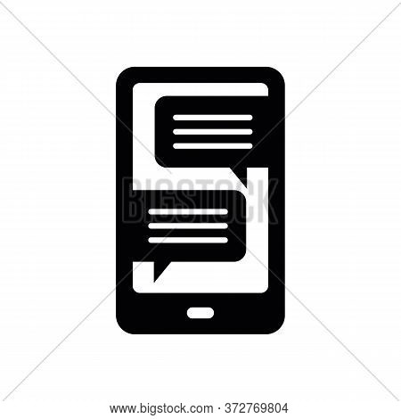 Black Draw Of Smartphone Icon With Chat Bubbles