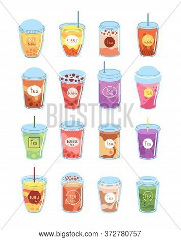 Bubble Tea. Boba Milk Dessert, Cup Drink. Taiwan Drinking Lifestyle, Cold Latte, Mocha Coffee. Fruit
