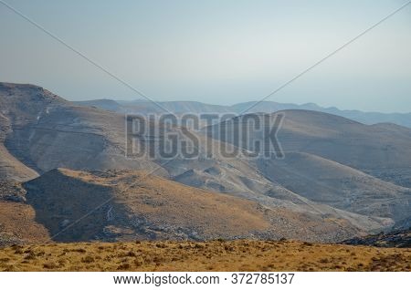 Wadi Kelt Or Nahal Prat, In The Judean Desert, Israel. Early Autumn In A Nature Reserve. Selective F