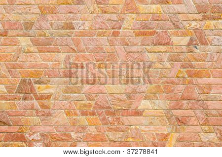 Pattern Of Red Slate Stone Wall Surface
