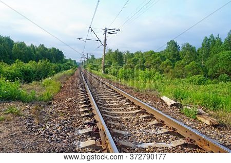 Railway Track In The Natural Scenery. Transportation.