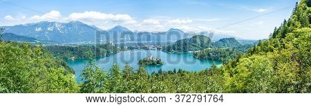 Panoramic View Of The Pilgrimage Church Dedicated To The Assumption Of Mary Built In An Isle In The 