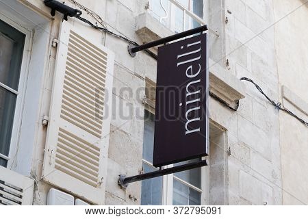 Bordeaux , Aquitaine / France - 02 02 2020 : Minelli Sign Logo Shop Chain Of Fashion Retailers Shoes
