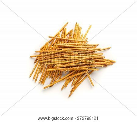 Crispy Salt Sticks With Sesame, Pretzel Sticks, Grissini Or Breadsticks