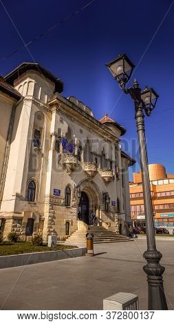 Campulung Muscel, Romania - June 20, 2020: Town Hall Or City Hall In Campulung Muscel, Arges County,