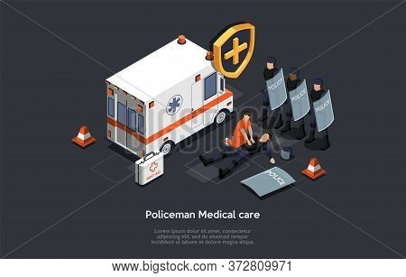 Emergency Medical Technician Rescue Policeman Life During Mass Protest Actions. Counter-terrorist Po
