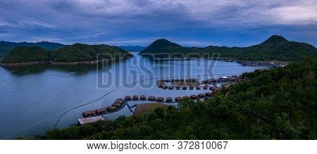 Beautiful High Angle View Of Srinakarin Dam Lake In Kanchanaburi In Western Of Thailand