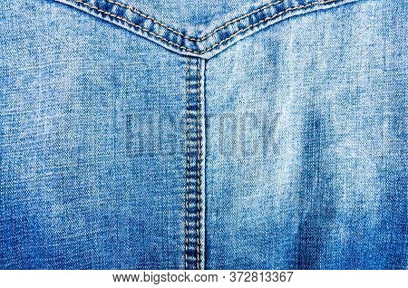 Clothing Items Blue Stonewashed Faded Jeans Cotton Fabric Texture With Seams, Clasps, Buttons And Ri