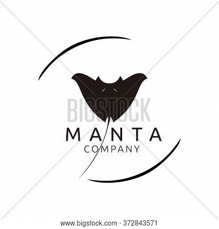 Silhouette Of Black Manta Isolated On White Background For Logo Design