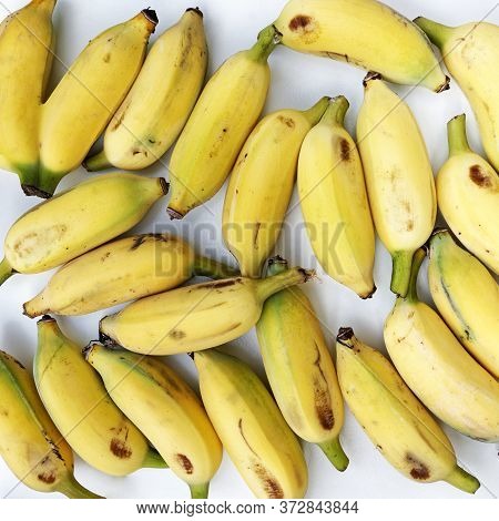 Ripe Cultivated Banana Placing On The White Background