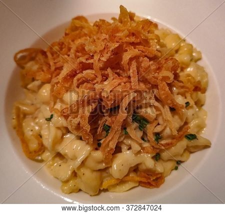 Homemade South German Pasta, Baked With Cheese, Onions And Garlic - German Specialty Calles Kaesespa