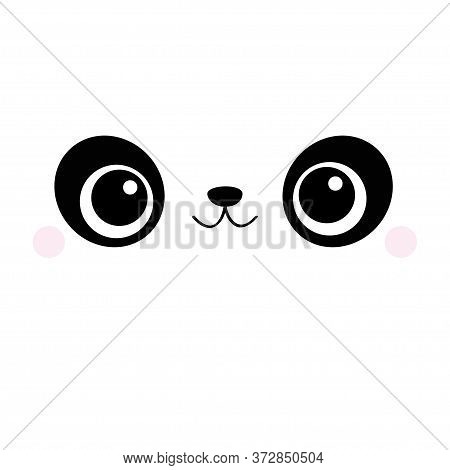 Panda Square Face Head Icon. Cartoon Funny Baby Character. Cute Kawaii Animal Portrait. Kids Print F