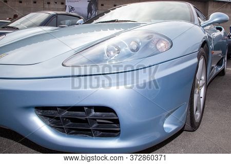 Bordeaux , Aquitaine / France - 06 14 2020 : Ferrari F430 Blue Car Parked In The Street