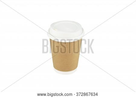 Front Side Of Paper Coffee Cup On Isolated Background.with Clipping Paths.